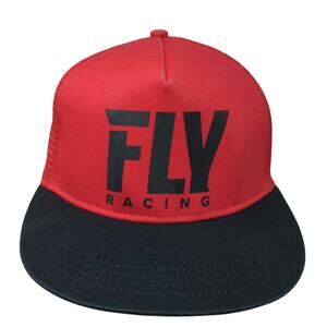 Fly Racing Snapback Trucker Hat Red One Size Adjustable Mesh Back 6 Panel